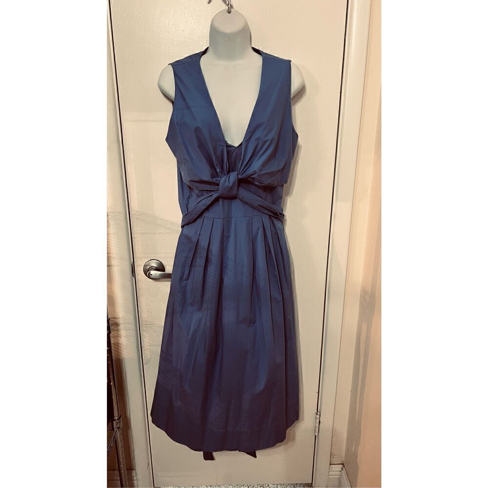 J. Crew Wrap Dress Blue Cotton Poplin Dress Size 8 New ($118) - Picture 1 of 10